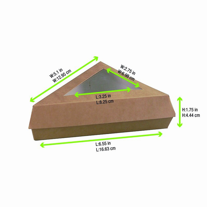 Boîte triangulaire en kraft avec fenêtre plastique pour pâtisserie et