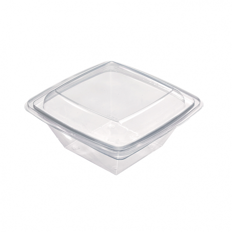 Saladier Pet Carré Transparent Par 100 unités L: 19,5 cm l: 19,5 cm H: 7 cm