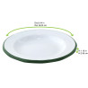 Enamel assiette acier emaillé blanche /bord vert - diam.240mm x 12pcs