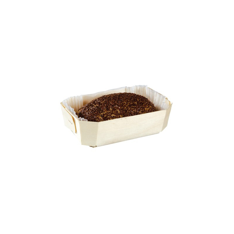 Moule de cuisson en bois 174 x 115 x 57 mm biodégradable, emballage pour  gâteau, cake, brioche individuel.