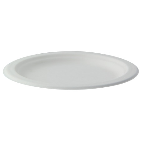 Assiette ronde blanche en pulpe  - 16 cm x 16 cm - 125 unités