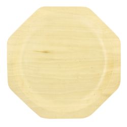 Assiette en bois de peuplier octogonale