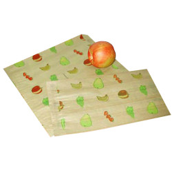 Sac papier brun décor fruits  200x70, H300 mm, 1000pcs