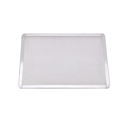 Grille à pizza rectangulaire aluminium à fond ajouré 400x280, H10 mm, 12pcs