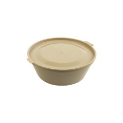 Bol rond pp beige Reemp avec couvercle attache  - 180 ml - 10,2 cm x 10,2 cm x 3,6 cm.