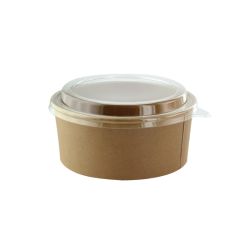 Combo Saladier rond kraft et couvercle 750ml Ø150mm H60 mm, 30pcs