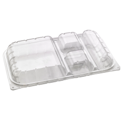 Boîte repas plastique PET transparent 4 compartiments 330x210mm H50mm