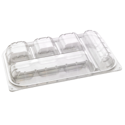 Boite repas plastique PET transparent 5 compartiments  330x210mm H50mm