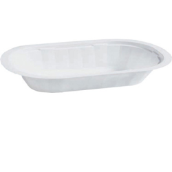 Barquette plastique PP blanche oblongue micro-ondable et scellable 159x102mm H25mm