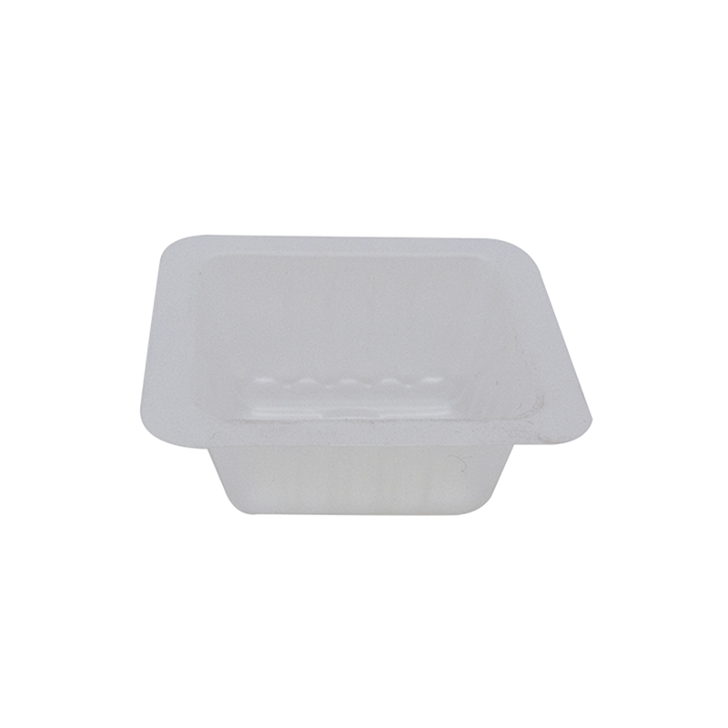 Barquette plastique PS translucide carrée  62x62mm H23mm 40ml