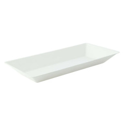 Assiette rectangulaire blanche en pulpe   - 26 cm x 13 cm x 2,8 cm - 50 unités