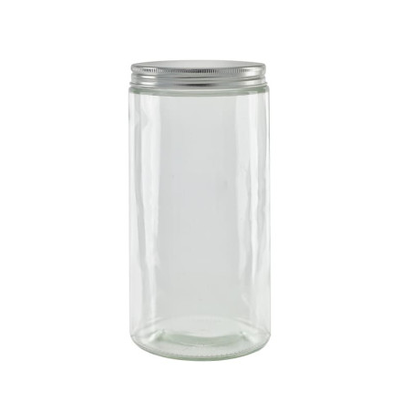 Pot en verre rond avec bouchon en aluminium -750ml x30pcs