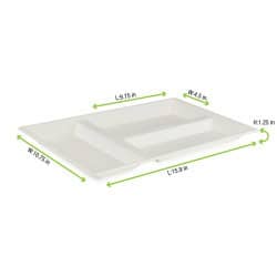 Plateau rectangulaire blanc 3 compartiments en pulpe 40 x 28 cm - 25 unités