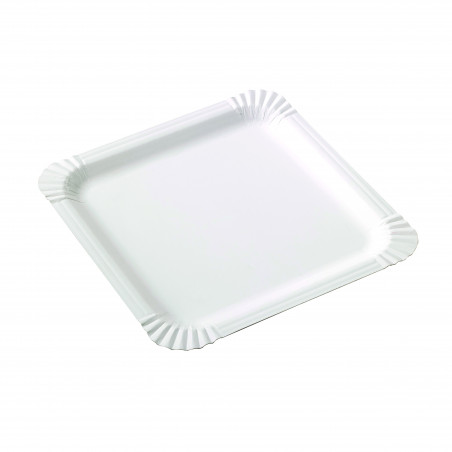 Assiette carrée en carton blanc
