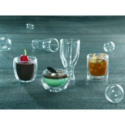 Mini verre borosilicate double paroi "Birdy" Par 12 unités L: 5 cm x H: 4,5 cm x P: 32 g