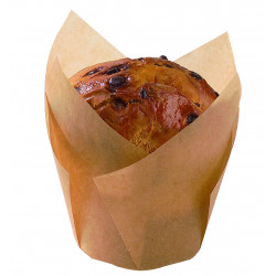 Caissette de cuisson forme tulipe en papier brun siliconé Par 100 unités L: 15 cm x l: 15 cm x H: 8 cm x P: 0,9 g